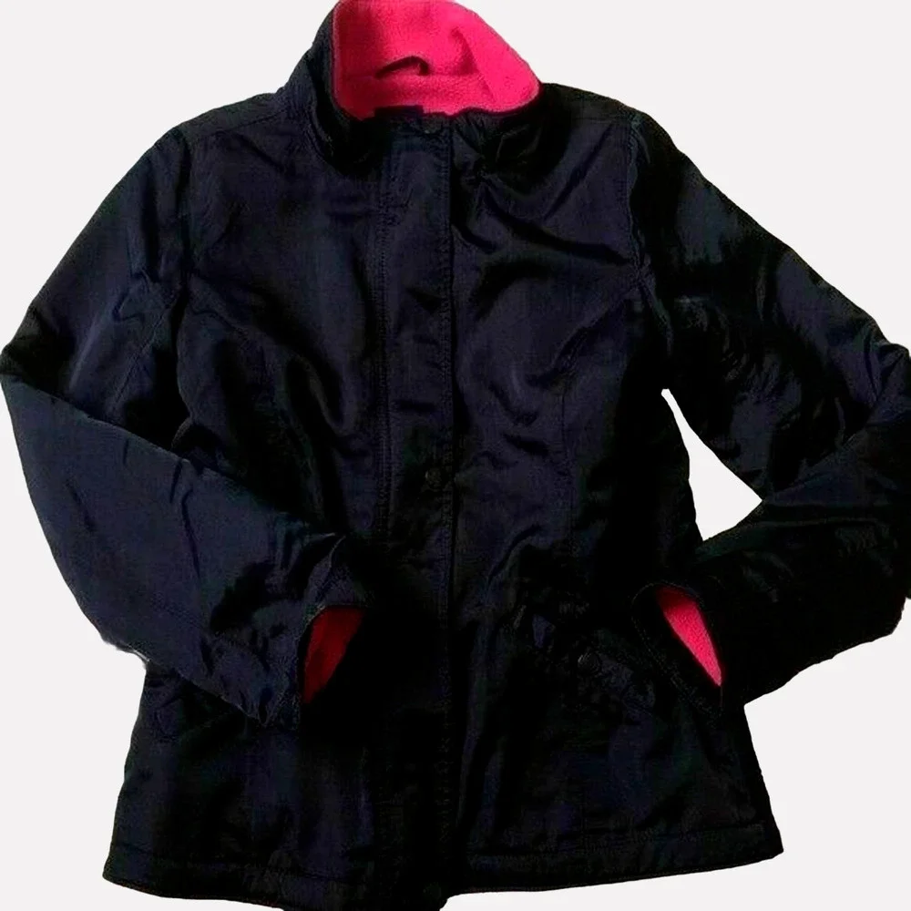 GapKids Dark Blue Soft Nylon Blend Kids Girls Jacket Lined Zipper Snaps Size XL